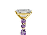 Yellow gold Emerald Cut Diamond Ring with Marquise and Round with Amethyst side stone Side Stones and Four-Prong Setting_29