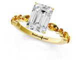 Yellow gold Emerald Cut Diamond Ring with Marquise and Round with Citrine side stone Side Stones and Four-Prong Setting_13