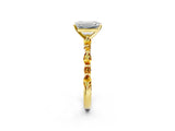 Yellow gold Emerald Cut Diamond Ring with Marquise and Round with Citrine side stone Side Stones and Four-Prong Setting_14