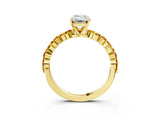 Yellow gold Emerald Cut Diamond Ring with Marquise and Round with Citrine side stone Side Stones and Four-Prong Setting_15