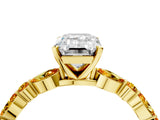 Yellow gold Emerald Cut Diamond Ring with Marquise and Round with Citrine side stone Side Stones and Four-Prong Setting_16