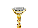 Yellow gold Emerald Cut Diamond Ring with Marquise and Round with Citrine side stone Side Stones and Four-Prong Setting_17