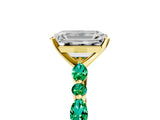 Yellow gold Emerald Cut Diamond Ring with Marquise and Round with Emerald side stone Side Stones and Four-Prong Setting_53