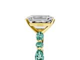 Yellow gold Emerald Cut Diamond Ring with Marquise and Round with Green Sapphire side stone Side Stones and Four-Prong Setting_17