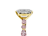 Yellow gold Emerald Cut Diamond Ring with Marquise and Round with Morganite side stone Side Stones and Four-Prong Setting_29