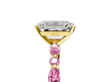 Yellow gold Emerald Cut Diamond Ring with Marquise and Round with Pink Sapphire side stone Side Stones and Four-Prong Setting_17