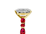 Yellow gold Emerald Cut Diamond Ring with Marquise and Round with Ruby side stone Side Stones and Four-Prong Setting_41