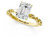 Yellow gold Emerald Cut Diamond Ring with Marquise and Round with Yellow Sapphire side stone Side Stones and Four-Prong Setting_25