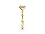 Yellow gold Emerald Cut Diamond Ring with Marquise and Round with Yellow Sapphire side stone Side Stones and Four-Prong Setting_26