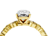 Yellow gold Emerald Cut Diamond Ring with Marquise and Round with Yellow Sapphire side stone Side Stones and Four-Prong Setting_28
