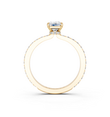 18K Yellow Gold 1.52 Carat D VVS2 Emerald Cut Diamond Ring with Pavé Band and Four-Prong Setting