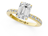Yellow gold Emerald Cut Diamond Ring with Pavé Band and Four-Prong Setting_60