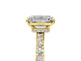 Yellow gold Emerald Cut Diamond Ring with Pavé Band and Four-Prong Setting_64