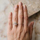 Yellow gold Emerald Cut Diamond Ring with Pavé Band and Four-Prong Setting_76