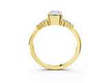 Yellow gold Emerald Cut Diamond Ring with Side Stones and Four-Prong Setting_135
