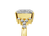 Yellow gold Emerald Cut Diamond Ring with Side Stones and Four-Prong Setting_137