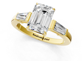 Yellow gold Emerald Cut Diamond Ring with Tapered Baguette Side Stones in Four-Prong Setting_28