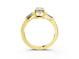 Yellow gold Emerald Cut Diamond Ring with Tapered Baguette Side Stones in Four-Prong Setting_30