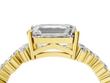 Yellow gold Emerald Cut Diamond Scattered Round Accent Ring with Prong Setting_16