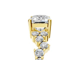 Yellow gold Emerald Cut Diamond Scattered Round Accent Ring with Prong Setting_17