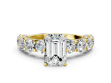 Yellow gold Emerald Cut Diamond Side Stone Engagement Ring with Four-Prong Setting_24