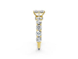 Yellow gold Emerald Cut Diamond Side Stone Engagement Ring with Four-Prong Setting_26