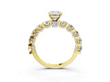 Yellow gold Emerald Cut Diamond Side Stone Engagement Ring with Four-Prong Setting_39
