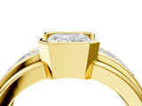 Yellow gold Emerald Cut Diamond Side Stone Engagement Ring_4