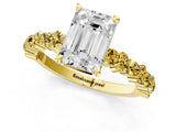 Yellow gold Emerald Cut Diamond Side Stone Solitaire Ring with Round with Yellow Sapphire side stone and Four-Prong Setting_1