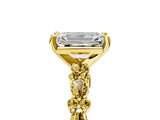 Yellow gold Emerald Cut Diamond Side Stone Solitaire Ring with Round with Yellow Sapphire side stone and Four-Prong Setting_5