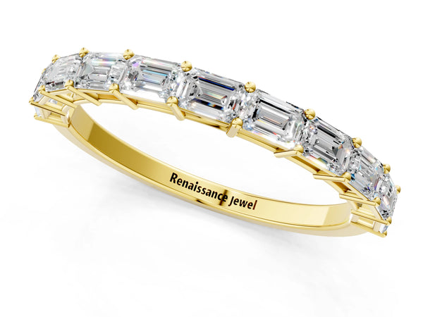 Yellow gold Emerald Cut Diamond Single Row Wedding Band