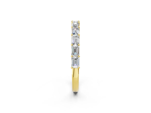 Yellow gold Emerald Cut Diamond Single Row Wedding Band