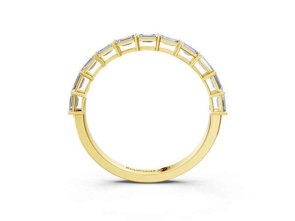 Yellow gold Emerald Cut Diamond Single Row Wedding Band