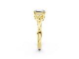 Yellow gold Emerald Cut Diamond Solitaire Celtic Knot Ring with Four-Prong Setting_94