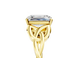 Yellow gold Emerald Cut Diamond Solitaire Celtic Knot Ring with Four-Prong Setting_97