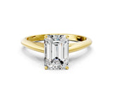 Yellow gold Emerald Cut Diamond Solitaire Engagement Ring with Cathedral Setting and Four-Prong Mount_244
