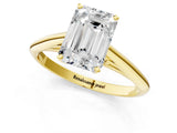 Yellow gold Emerald Cut Diamond Solitaire Engagement Ring with Cathedral Setting and Four-Prong Mount_245