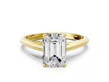 Yellow gold Emerald Cut Diamond Solitaire Engagement Ring with Cathedral Setting and Four-Prong Mount_79