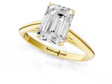 Yellow gold Emerald Cut Diamond Solitaire Engagement Ring with Cathedral Setting and Four-Prong Mount_80