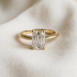 Yellow gold Emerald Cut Diamond Solitaire Engagement Ring with Classic Band and Four-Prong Setting_150