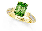 Yellow gold Emerald Cut Diamond Solitaire Engagement Ring with Pavé Band and Four-Prong Setting_1