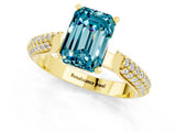 Yellow gold Emerald Cut Diamond Solitaire Engagement Ring with Pavé Band and Four-Prong Setting_1