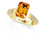 Yellow gold Emerald Cut Diamond Solitaire Engagement Ring with Pavé Band and Four-Prong Setting_1