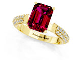 Yellow gold Emerald Cut Diamond Solitaire Engagement Ring with Pavé Band and Four-Prong Setting_1