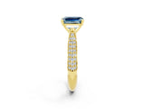 Yellow gold Emerald Cut Diamond Solitaire Engagement Ring with Pavé Band and Four-Prong Setting_2