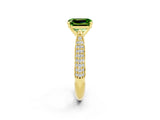 Yellow gold Emerald Cut Diamond Solitaire Engagement Ring with Pavé Band and Four-Prong Setting_2