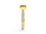Yellow gold Emerald Cut Diamond Solitaire Engagement Ring with Pavé Band and Four-Prong Setting_2