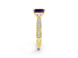 Yellow gold Emerald Cut Diamond Solitaire Engagement Ring with Pavé Band and Four-Prong Setting_2