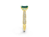 Yellow gold Emerald Cut Diamond Solitaire Engagement Ring with Pavé Band and Four-Prong Setting_2