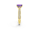 Yellow gold Emerald Cut Diamond Solitaire Engagement Ring with Pavé Band and Four-Prong Setting_2